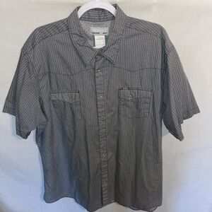 Wrangler Wrancher Western Shirt Men’s Size 2X Tall Gray Geometric Pearl Snaps SS